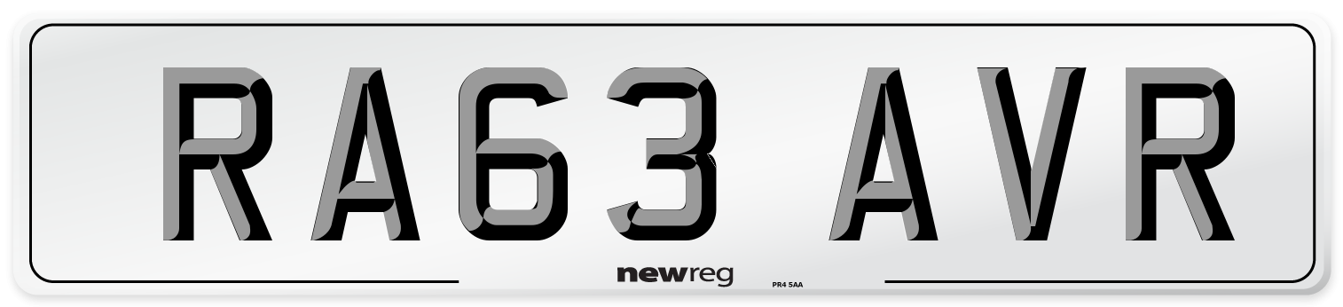 RA63 AVR Number Plate from New Reg